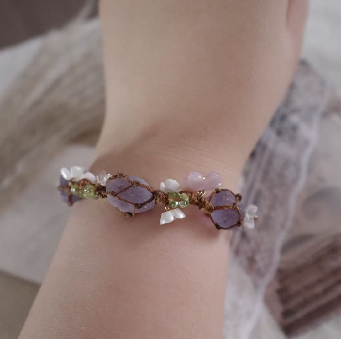Amethyst Woven Bracelet featuring delicate gemstones and a unique design for stylish accessory lovers