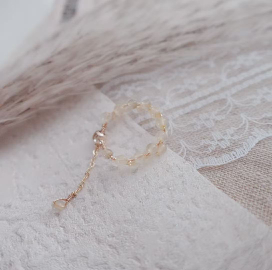 Citrine Bead Ring elegantly designed with natural crystals, perfect for stylish jewelry enthusiasts