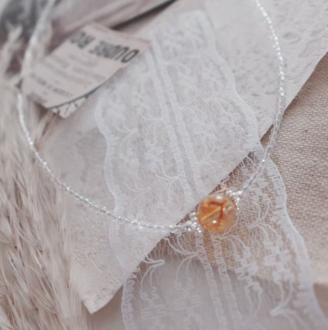 Citrine Beaded Necklace featuring a delicate design with a central citrine bead for elegance