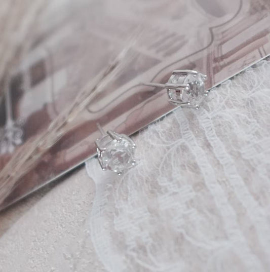 Elegant White Crystal Faceted Stud Earrings showcasing a brilliant shine and timeless design