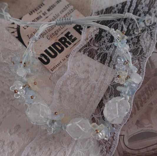 Handcrafted White Crystal Woven Bracelet with Delicate Gemstone Details for Stylish Accessories