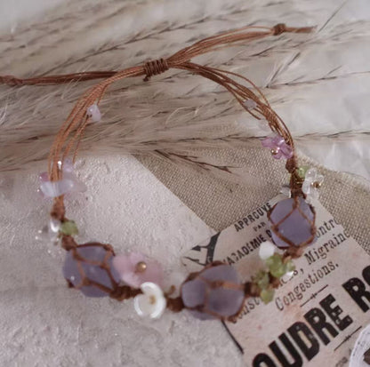 Amethyst Woven Bracelet featuring natural crystals and earthy tones for a stylish accessory