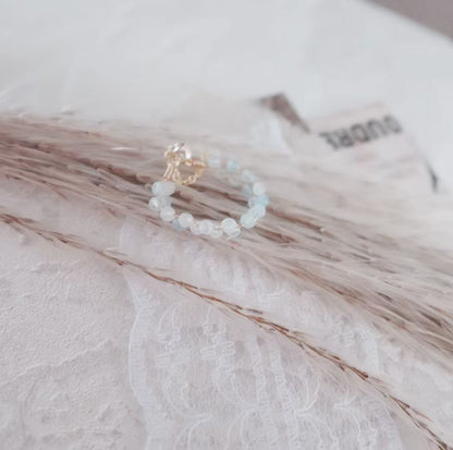 Aquamarine Faceted Bead Ring delicately designed with natural crystals for a stylish accessory