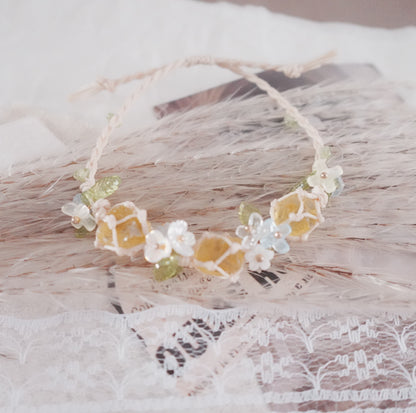 Fresh Style Yellow Citrine Woven Bracelet with colorful flowers, perfect for stylish accessories